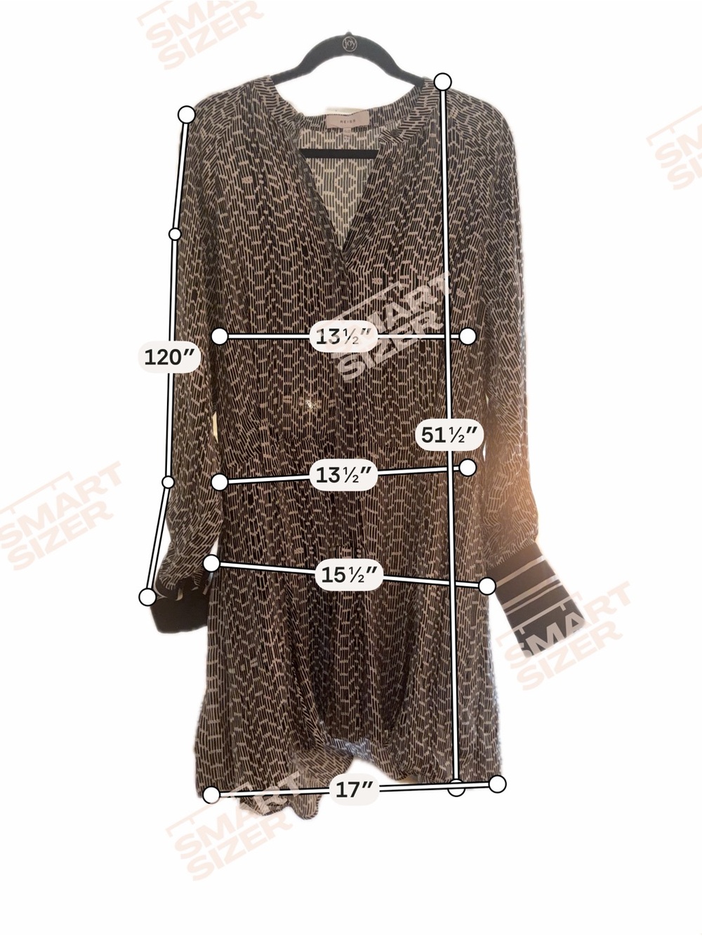 Reiss Laria Flippy Mini Dress -Black & White Printed Long-Sleeve Tie-Waist Dress - Picture 11 of 11
